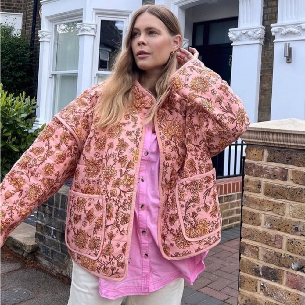 Free People Chloe Jacket in Peach Combo